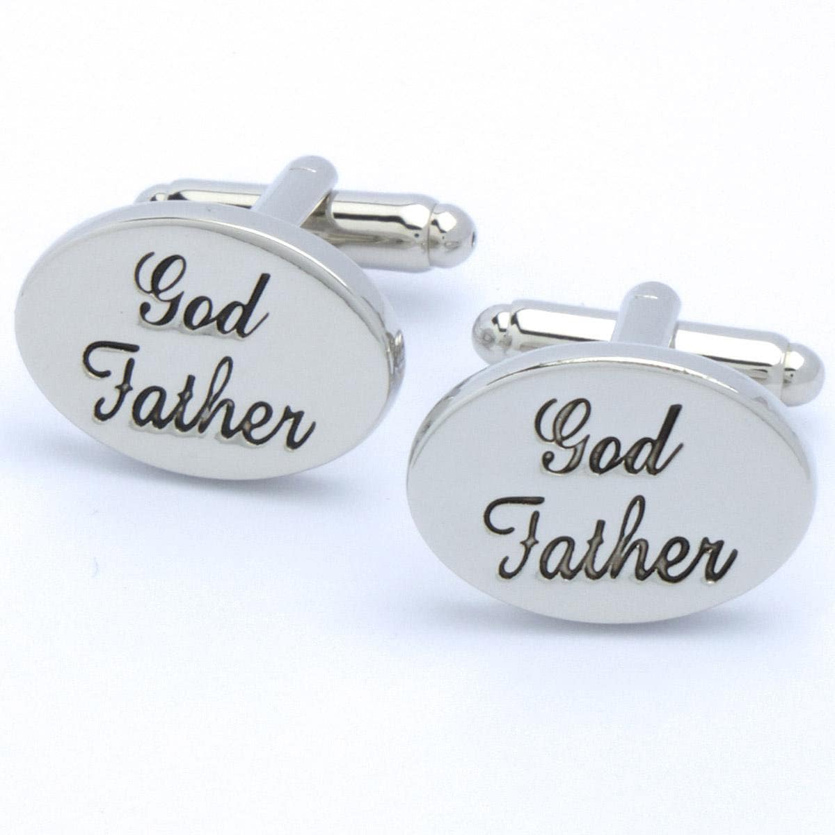 Cufflinks - Godfather Text Silver Oval