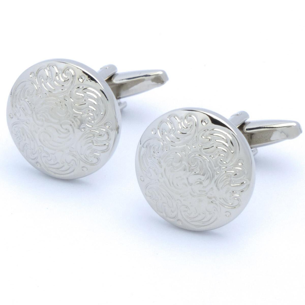 Cufflinks - Round Silver with Twisted Pattern