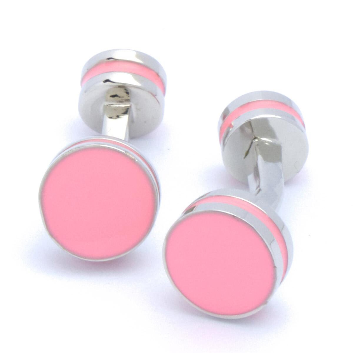 Cufflinks - Silver with Pink Classic