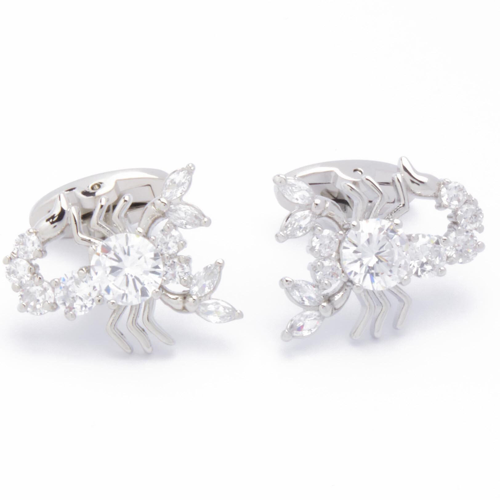 Cufflinks - Scorpio Silver with White Stones