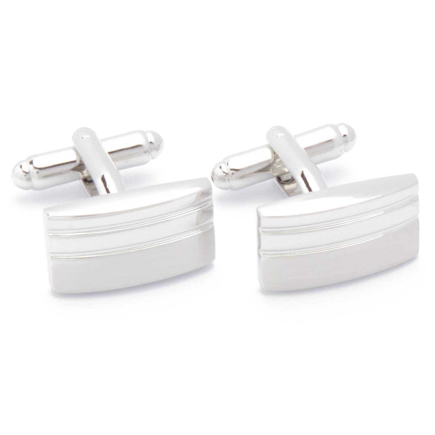 Cufflinks - Rectangular with Two Horizontal Grooves