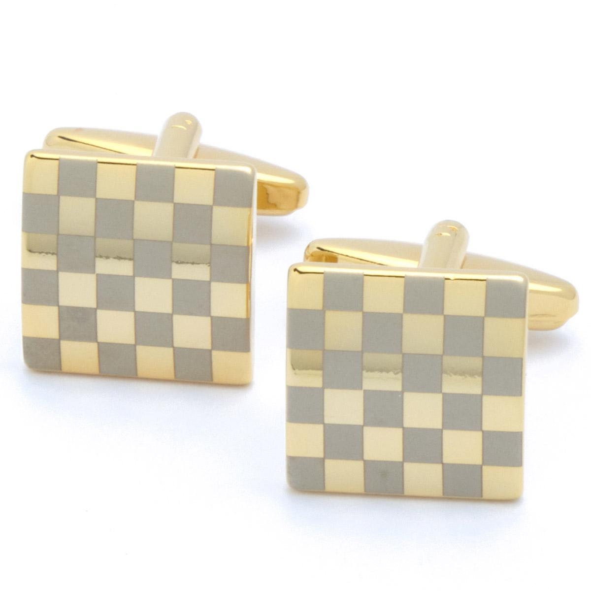 Cufflinks - Square Checkered Gold