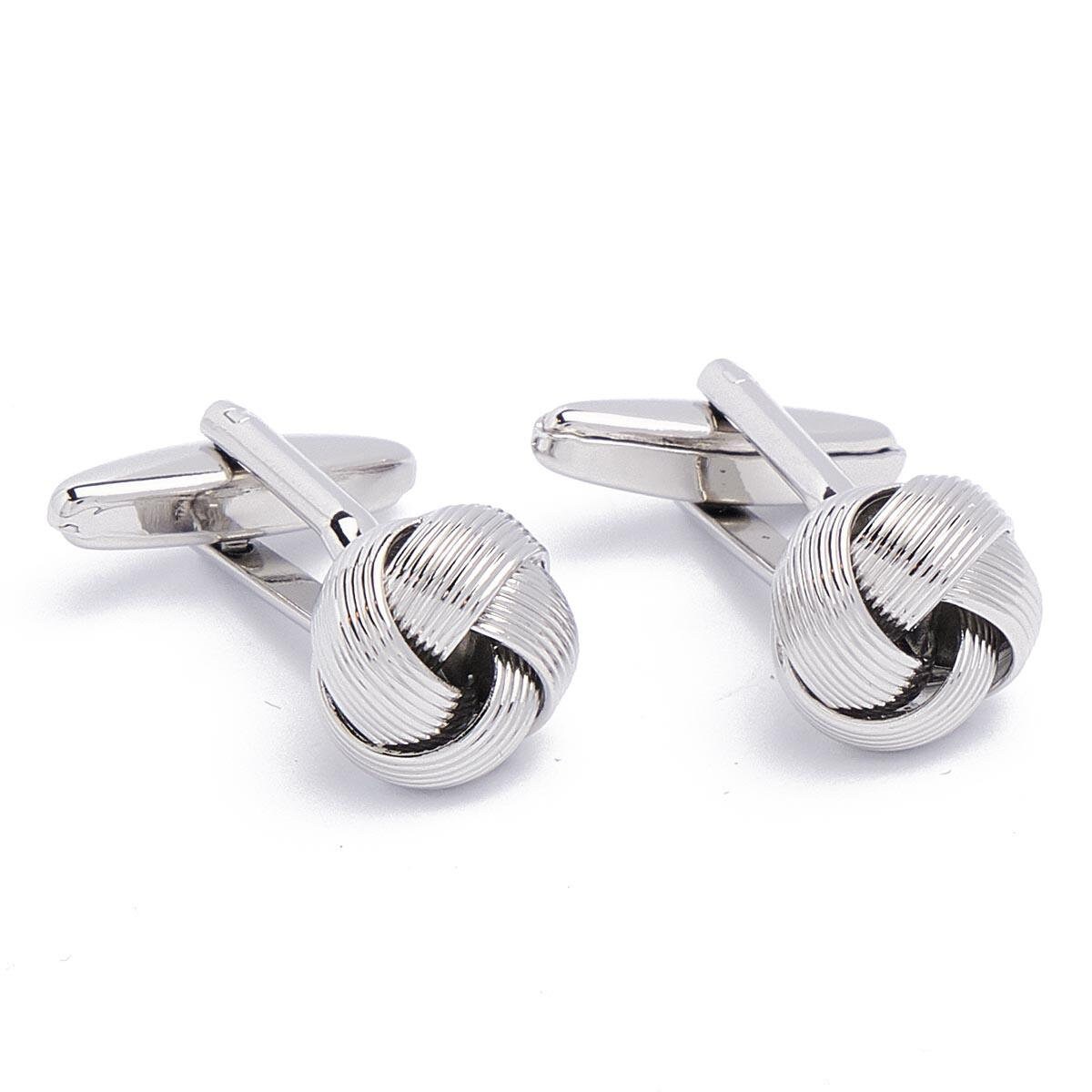 Cufflinks - Button Metal with Fine Threads Silver