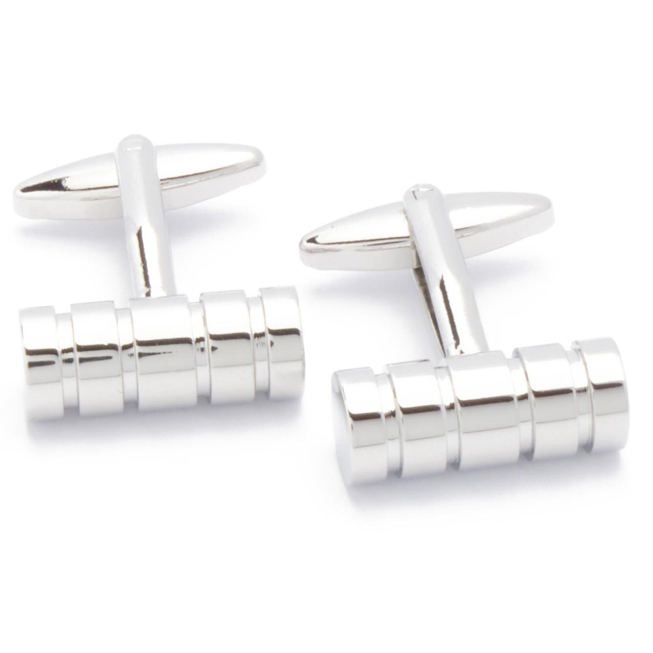 Cufflinks - Cylinder with Four Wide Grooves