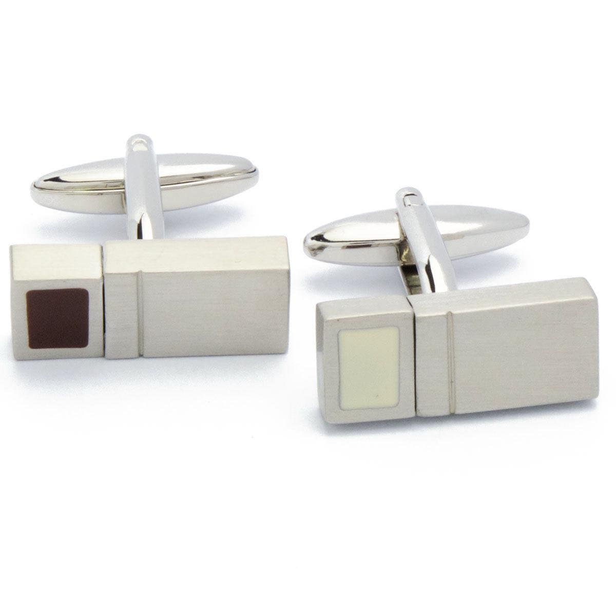Cufflinks - Two-tone Beige Brown Rotatable