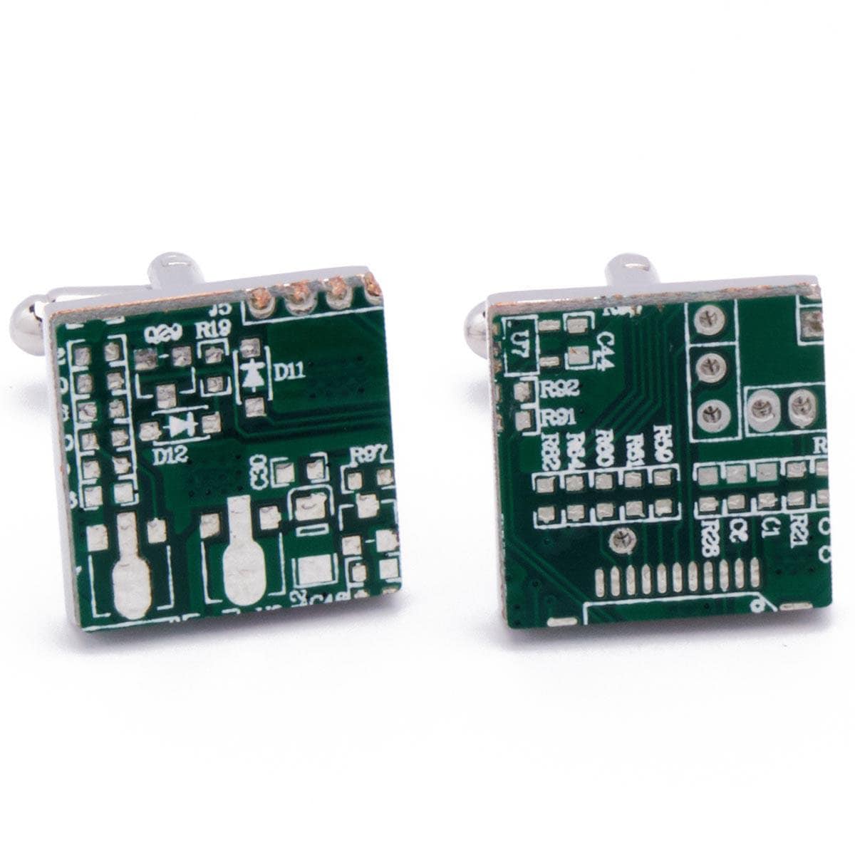 Cufflinks - Circuit Boards Computers Green