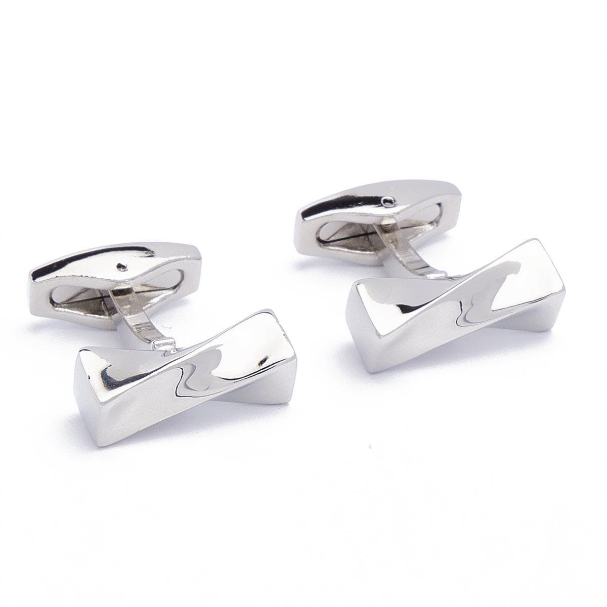 Cufflinks - Bar Twisted Rectangle Silver