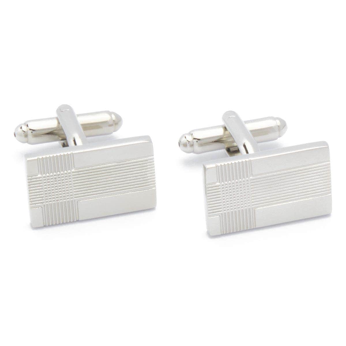 Cufflinks - Rectangle with Wide Cross Pattern