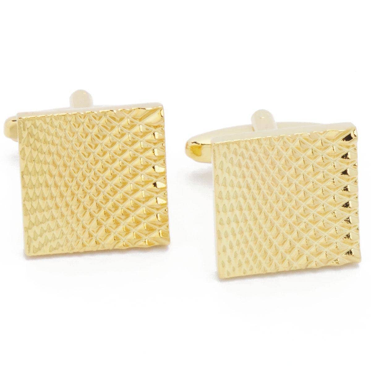 Cufflinks - Gold Square with Curved Lines