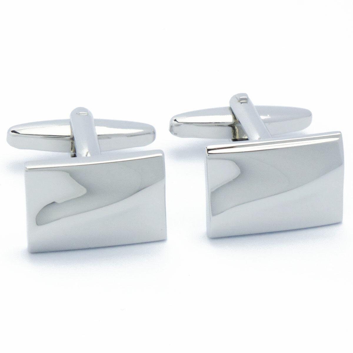 Cufflinks - Rectangle with Diagonal Effect Silver