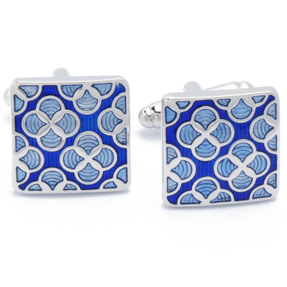 Cufflinks - Blue Clover Pattern Classic