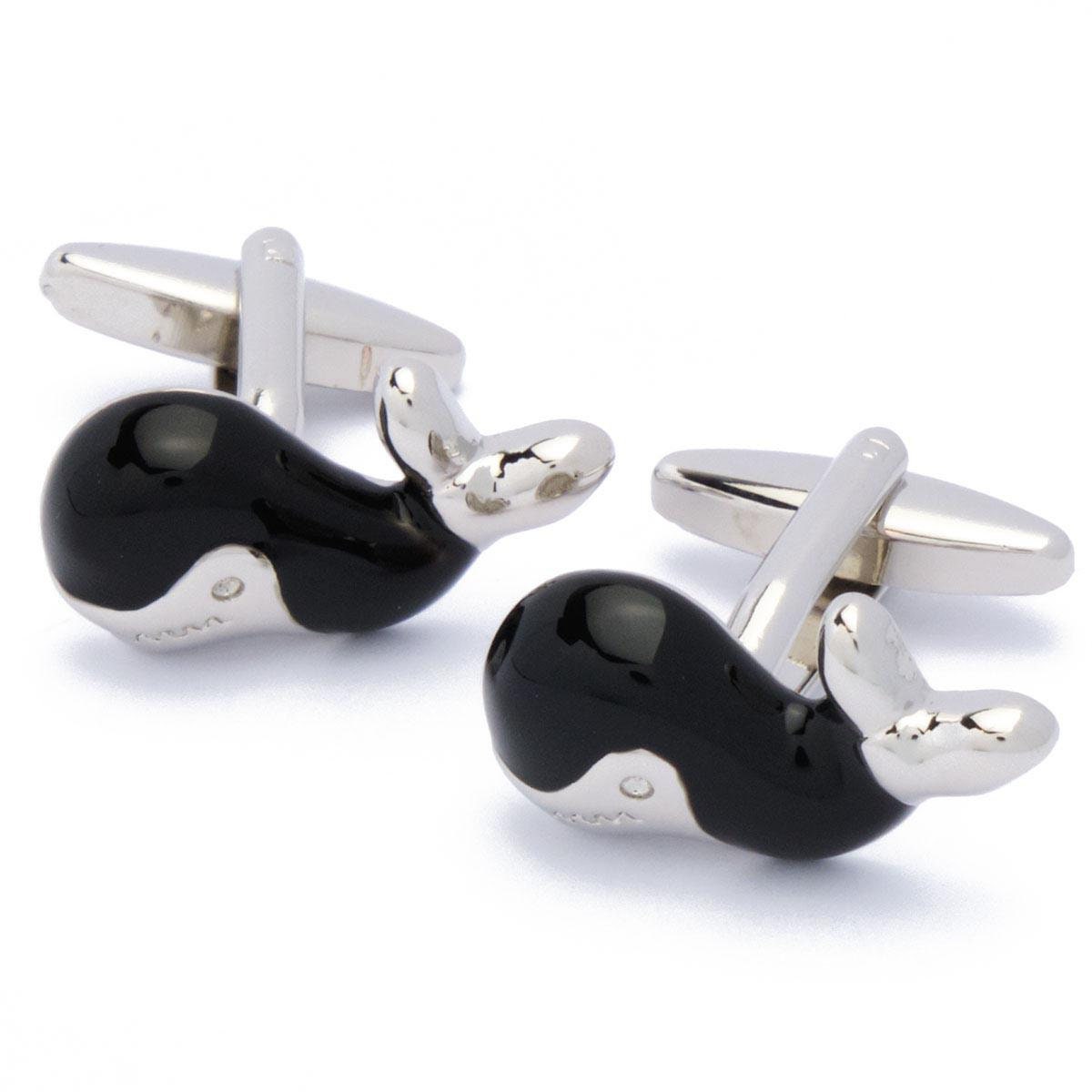 Cufflinks - Whale Silver and Black
