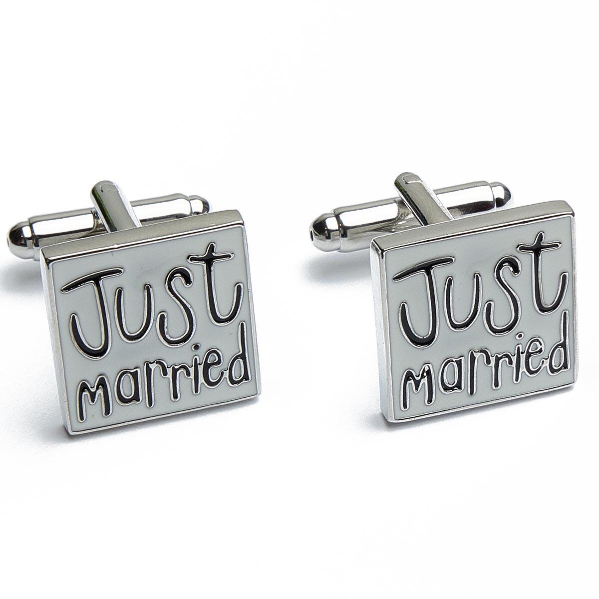 Cufflinks - Just Married Text Wedding Married Groom