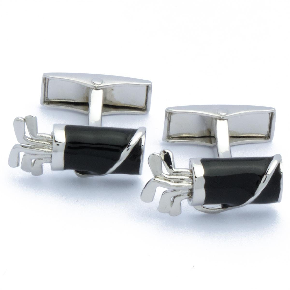 Cufflinks - Golf bag with Golf Clubs Black