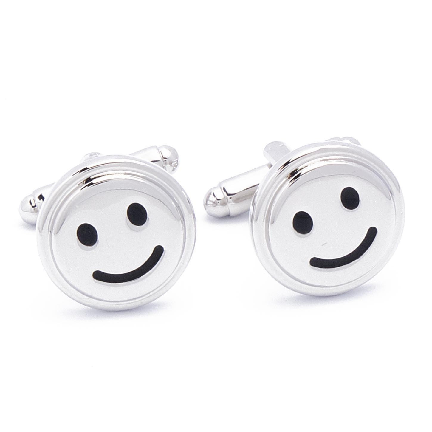 Cufflinks - Smiley Silver Round