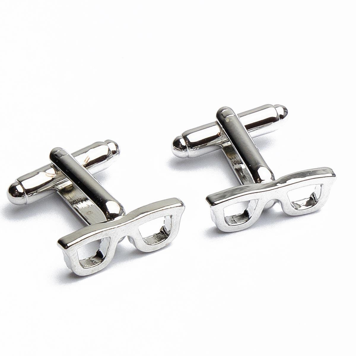 Cufflinks - Glasses Frame Silver