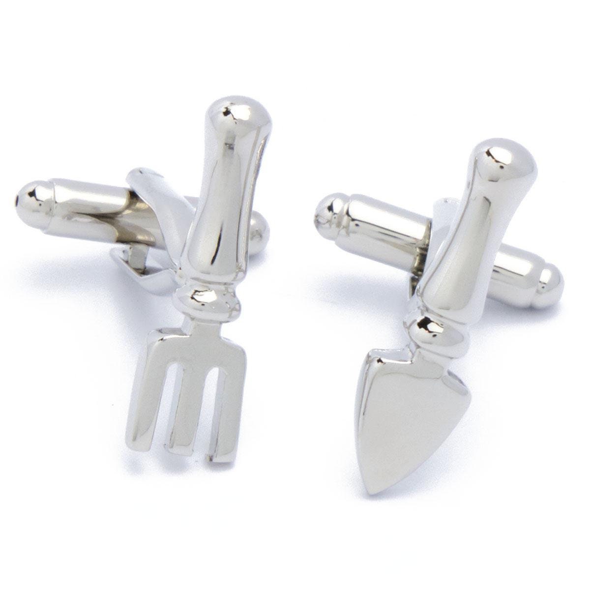 Cufflinks - Vegetable garden Shovel and Rake Silver