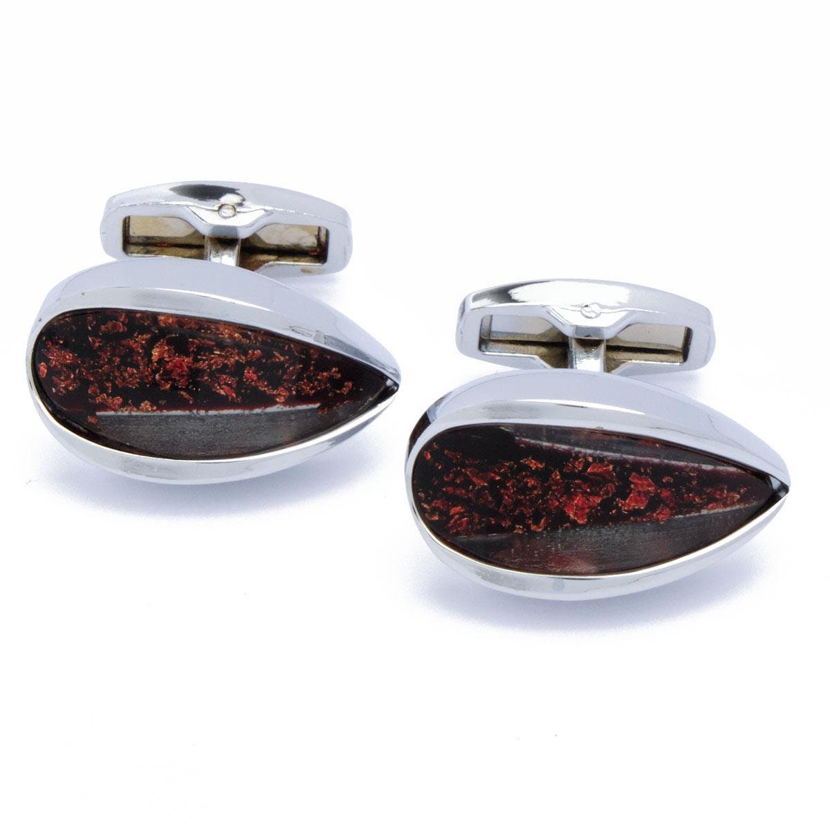 Cufflinks - Drop with Red Stone