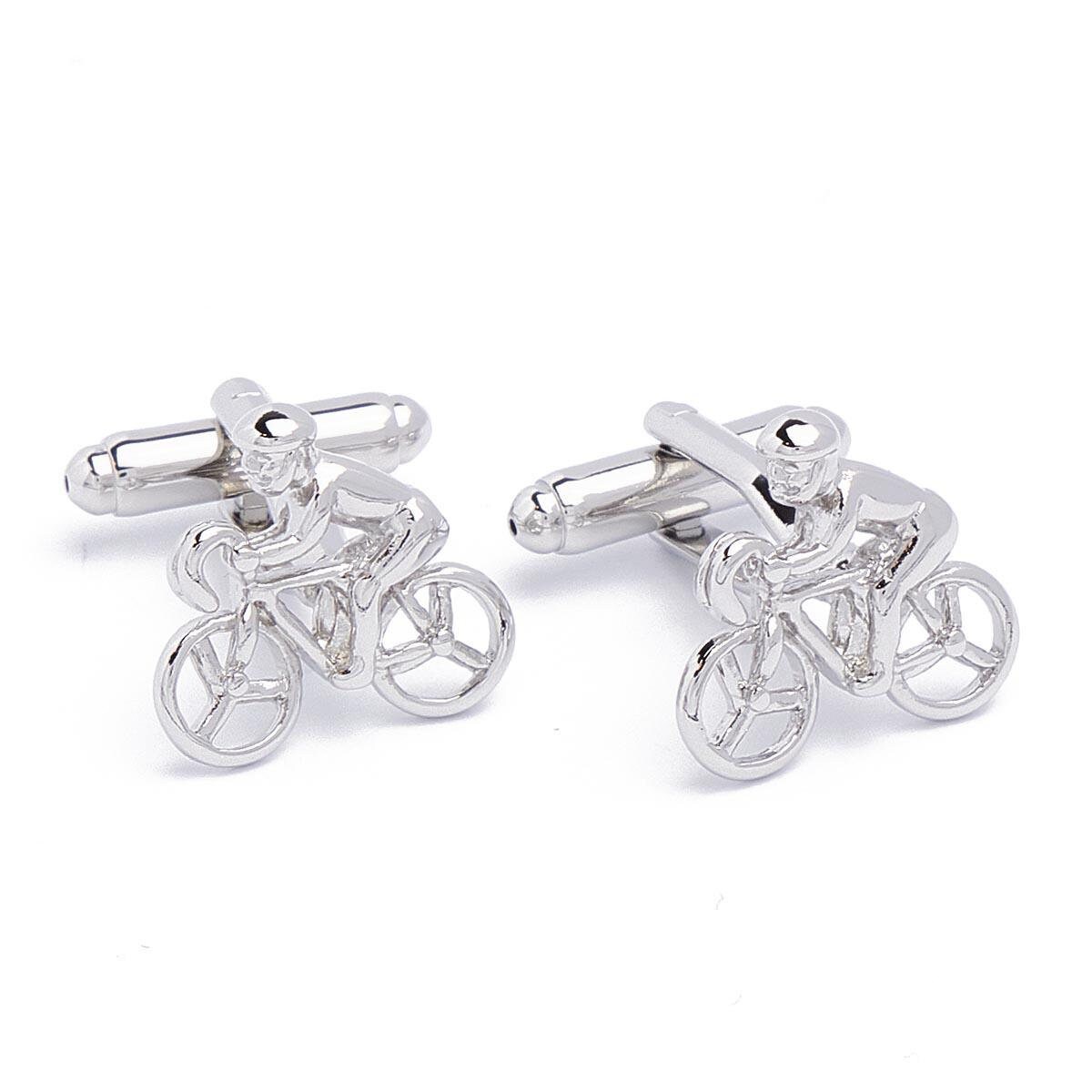 Cufflinks - Bicycle Cycling Road Bikes Silver