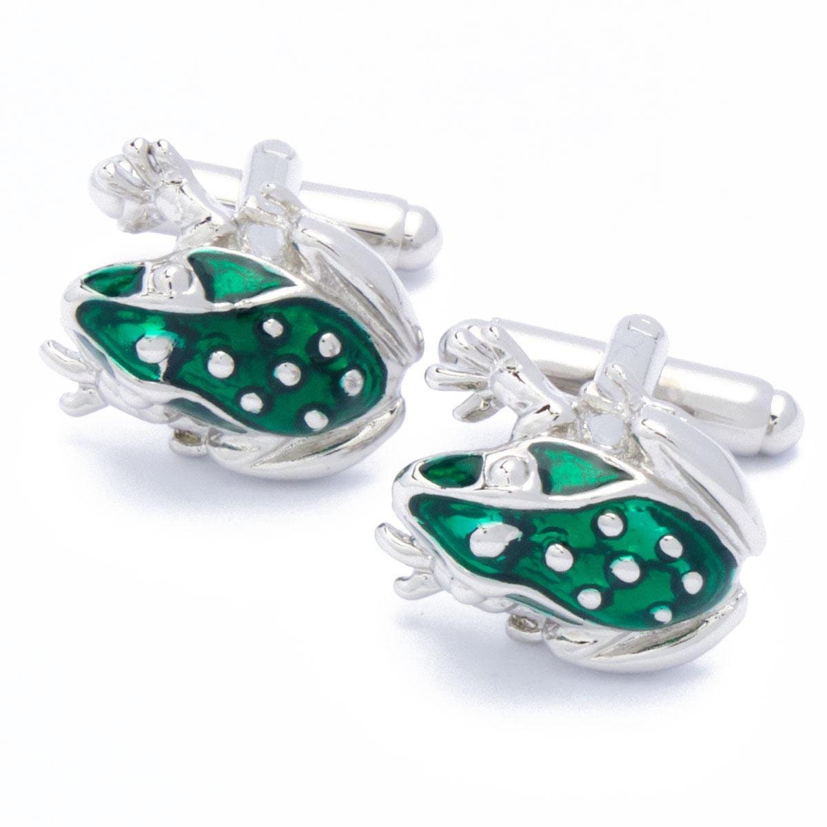Manchetknopen - Kikker Frog Groen en Zilver