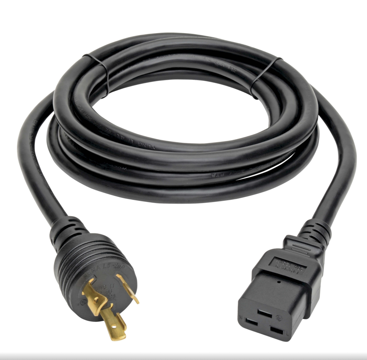 Heavy Duty Power Cable Cord IEC-320 C19 NEMA L5-20P 20A 125V 12 AWG 10ft 3M 10'