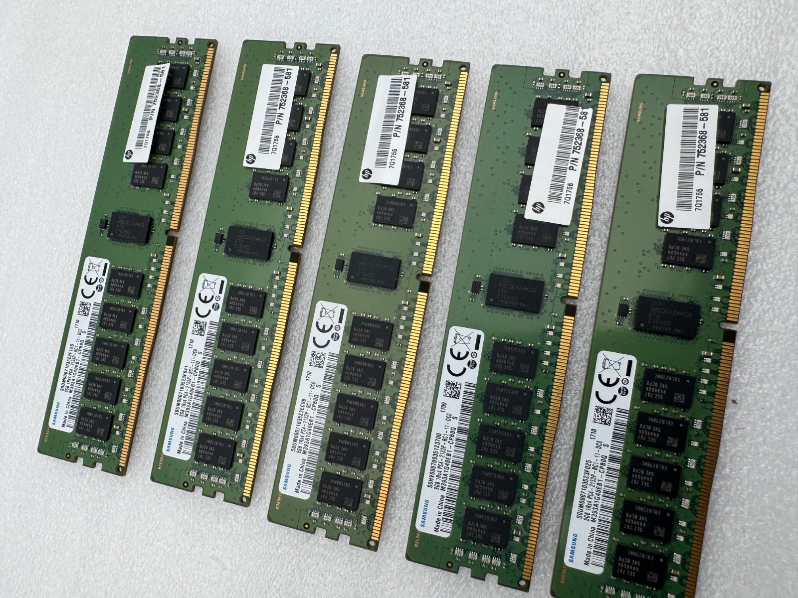 LOT 5x Samsung 8GB 1Rx4 PC4-2133P Server Memory M393A1G40EB1-CPB0Q HP 752368-581