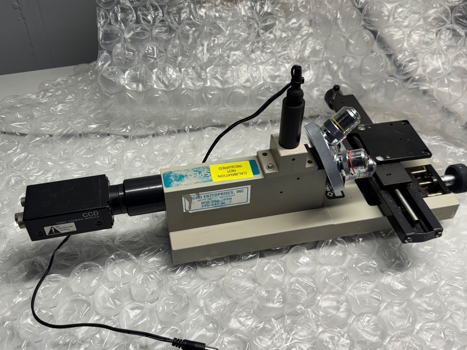 Sony XC-75 Camera with stage w microscope lens LWD M5/0.10 M10/0.22 M20/0.33 NR